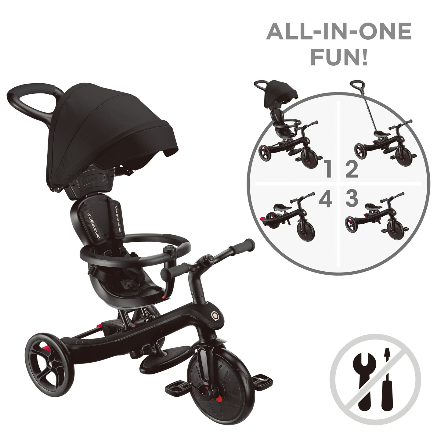 Þríhjól Trike 4in1 - Svart