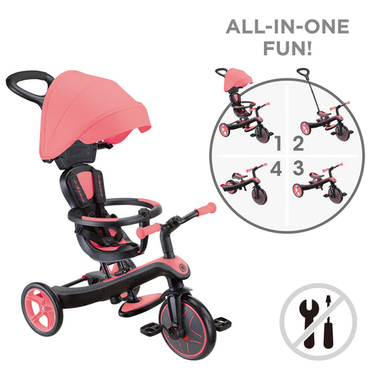 Þríhjól Trike 4in1 - Kóralbleikt