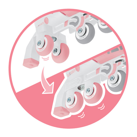 Hjólaskautar/Línuskautar 2in1 Bleikir xs/s stærð 26-29